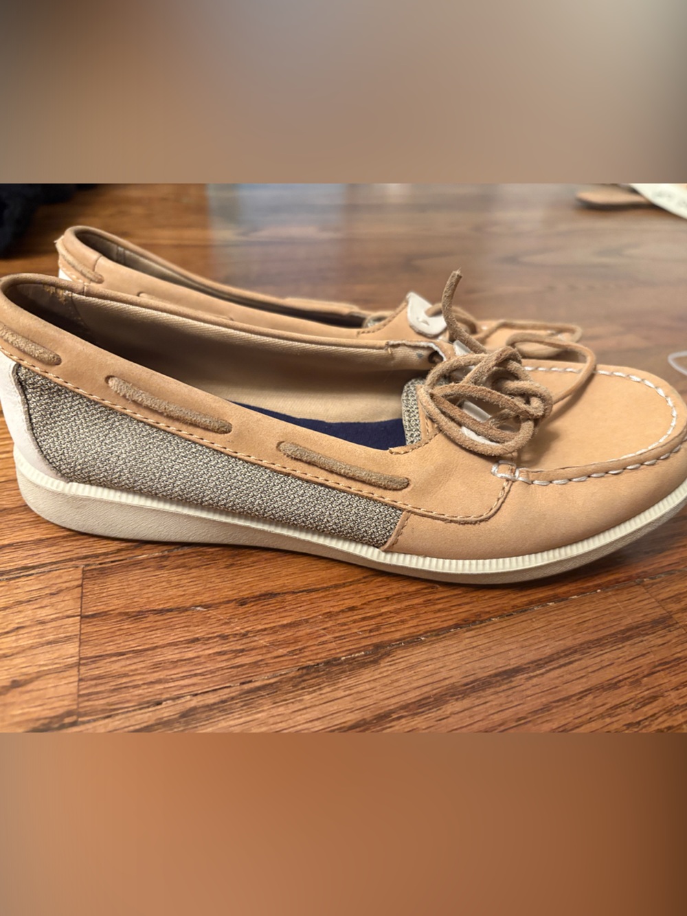 Sperry Tan Leather & Canvas Boat Shoes